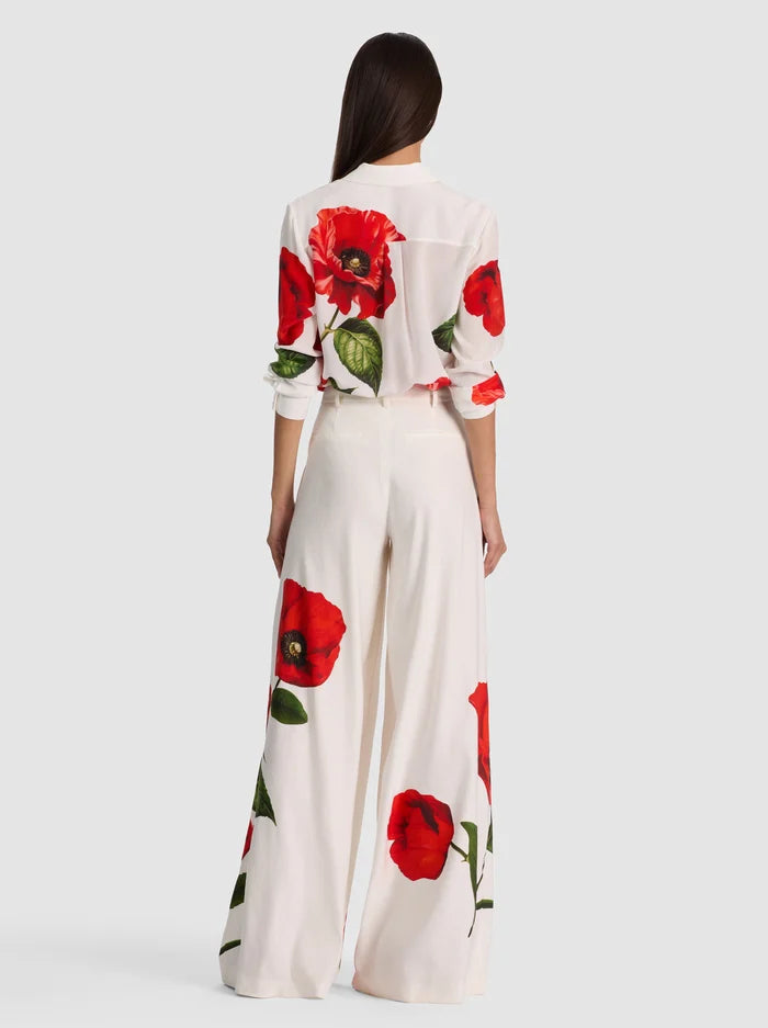 Blair Pleated Linen Pant Summer Poppy - Alice + Olivia