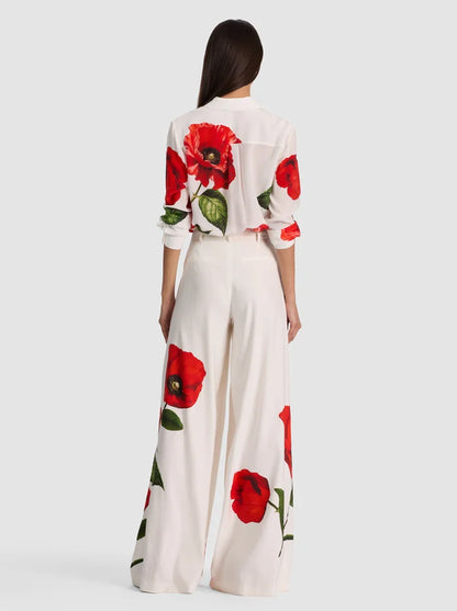 Blair Pleated Linen Pant Summer Poppy - Alice + Olivia