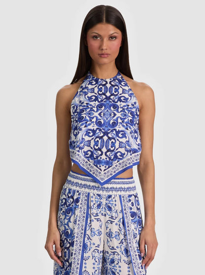 Frenchie Handkerchief Halter Top Solstice - Alice + Olivia