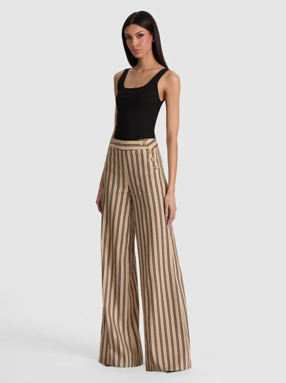 Narin Striped Linen Pant Beach Day Stripe - Alice + Olivia