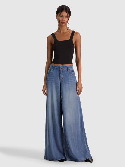 Devin Side Panel Tank Black - Alice + Olivia