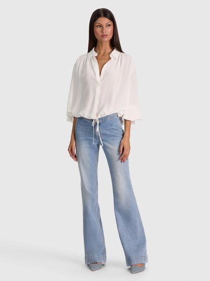 Margaux Tie Front Blouse Off White - Alice + Olivia