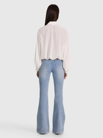Margaux Tie Front Blouse Off White - Alice + Olivia