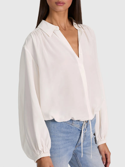 Margaux Tie Front Blouse Off White - Alice + Olivia