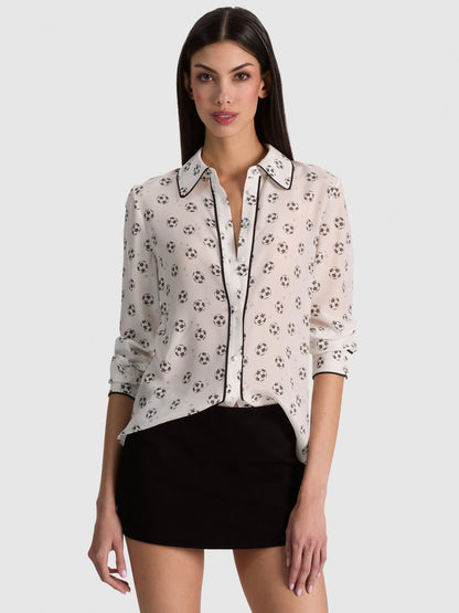 Willa Silk Blouse Go For Gold Off White - Alice + Olivia