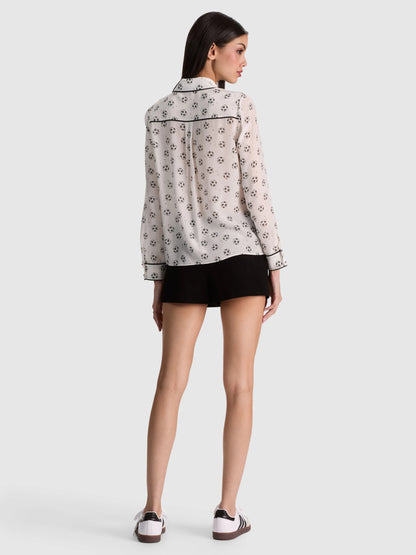Willa Silk Blouse Go For Gold Off White - Alice + Olivia