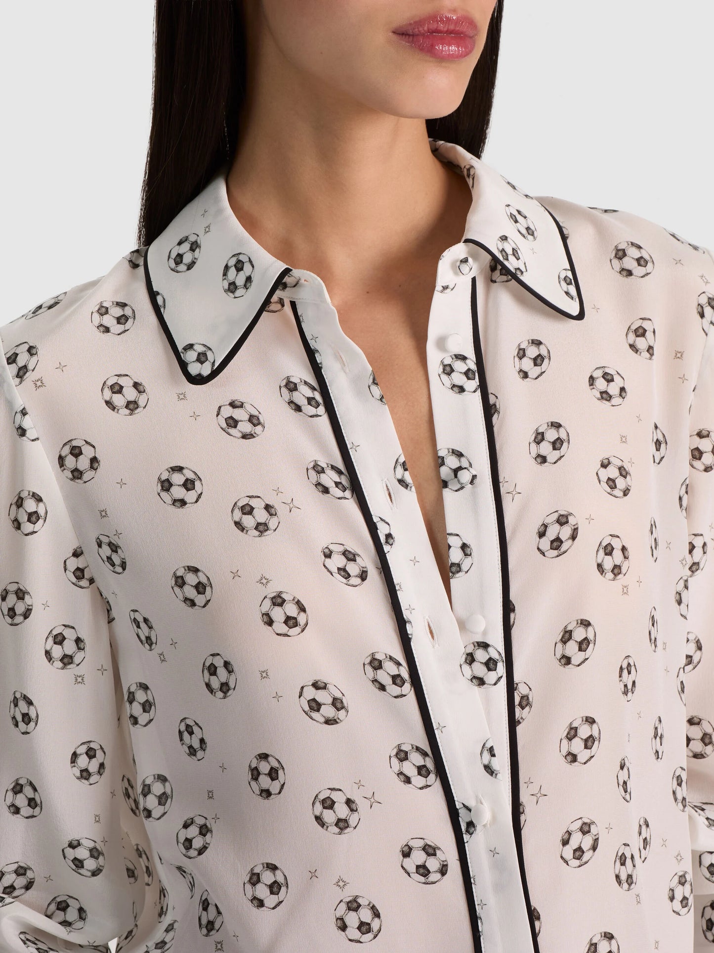 Willa Silk Blouse Go For Gold Off White - Alice + Olivia