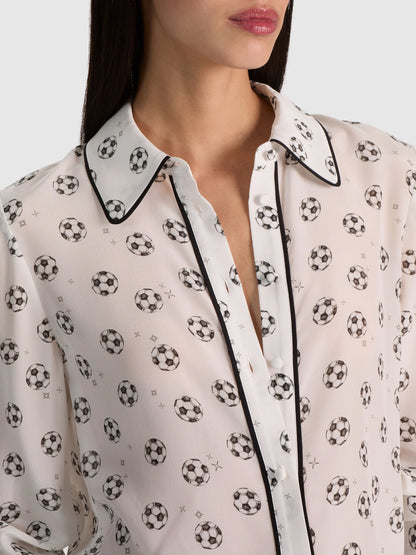 Willa Silk Blouse Go For Gold Off White - Alice + Olivia