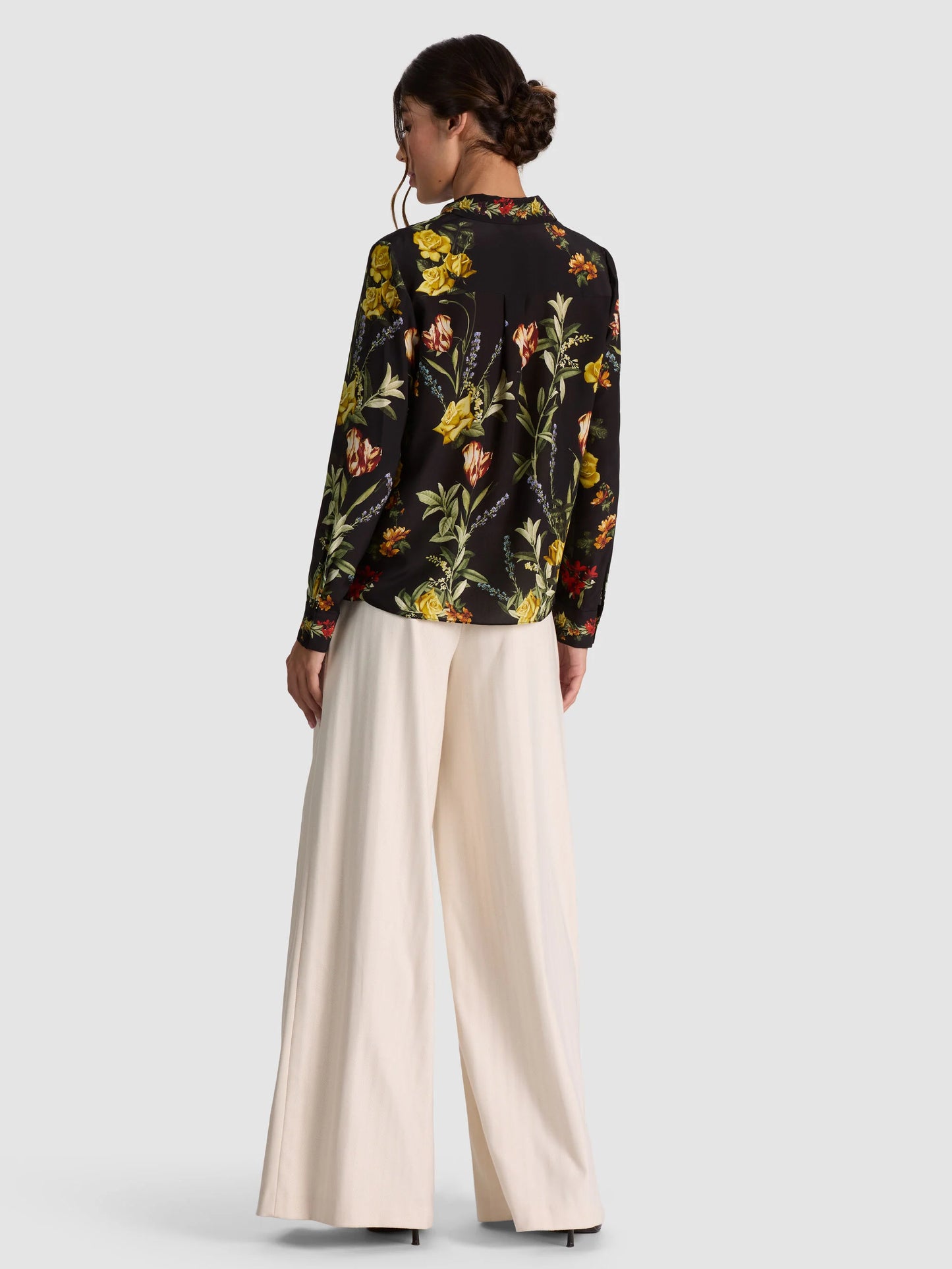 Willa Silk Blouse Desert Sprigs Black - Alice + Olivia