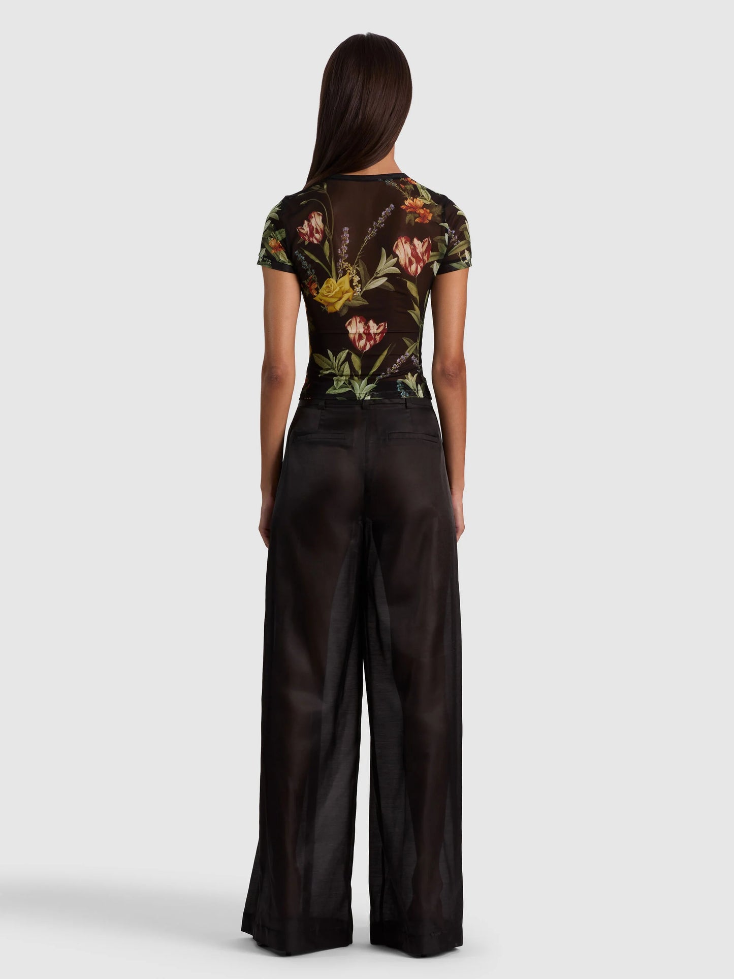 Tess Tee Desert Sprigs Black - Alice + Olivia