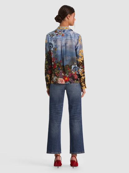 Willa Silk Blouse Alpine Dawn - Alice + Olivia