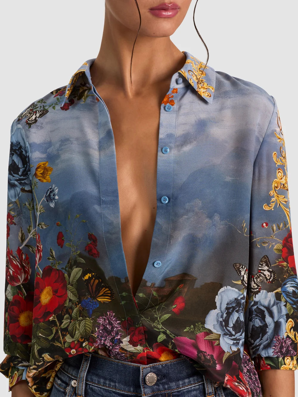 Willa Silk Blouse Alpine Dawn - Alice + Olivia