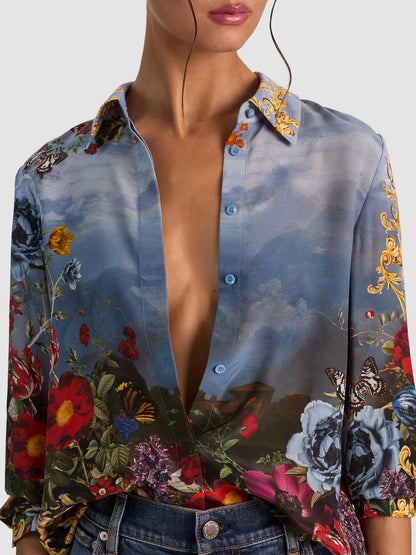 Willa Silk Blouse Alpine Dawn - Alice + Olivia