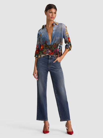 Willa Silk Blouse Alpine Dawn - Alice + Olivia