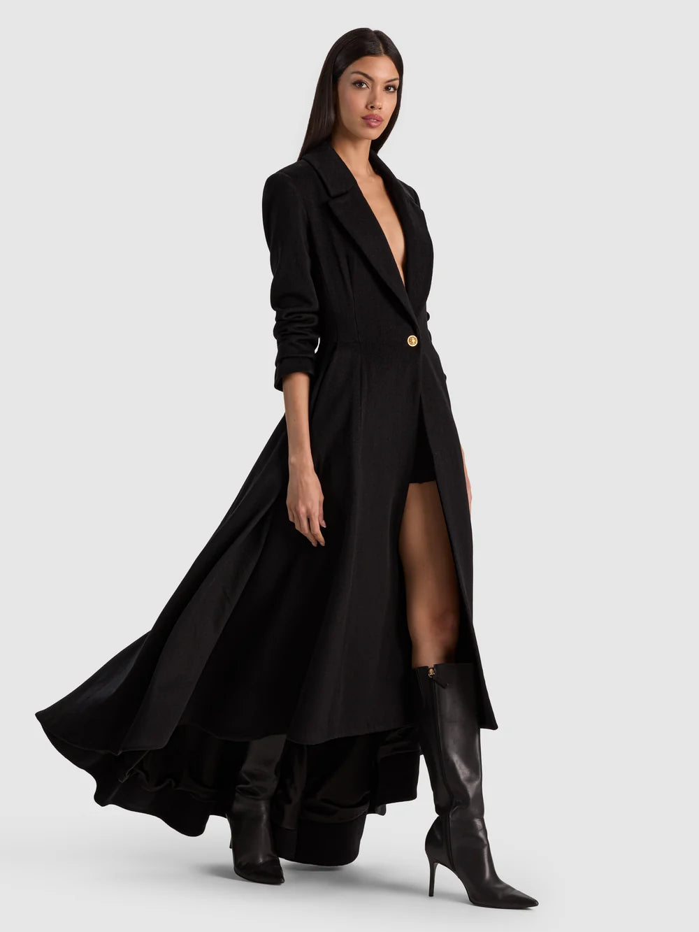 Cheshire Single Breasted Coat Black - Alice + Olivia