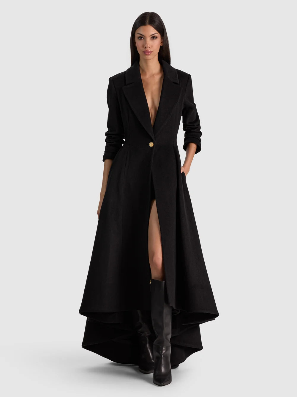 Cheshire Single Breasted Coat Black - Alice + Olivia