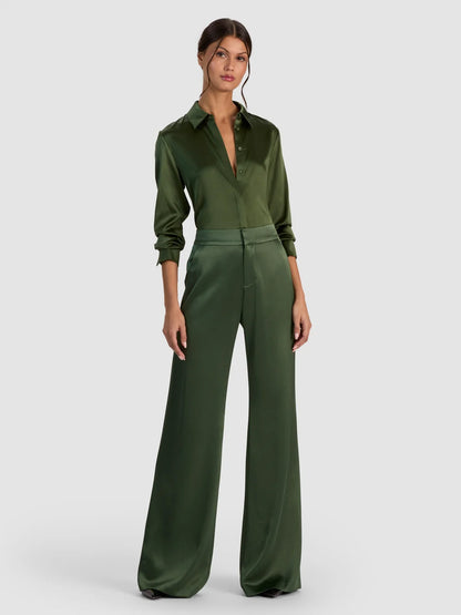 Dylan Wide Leg Pant Dark Fern - Alice + Olivia