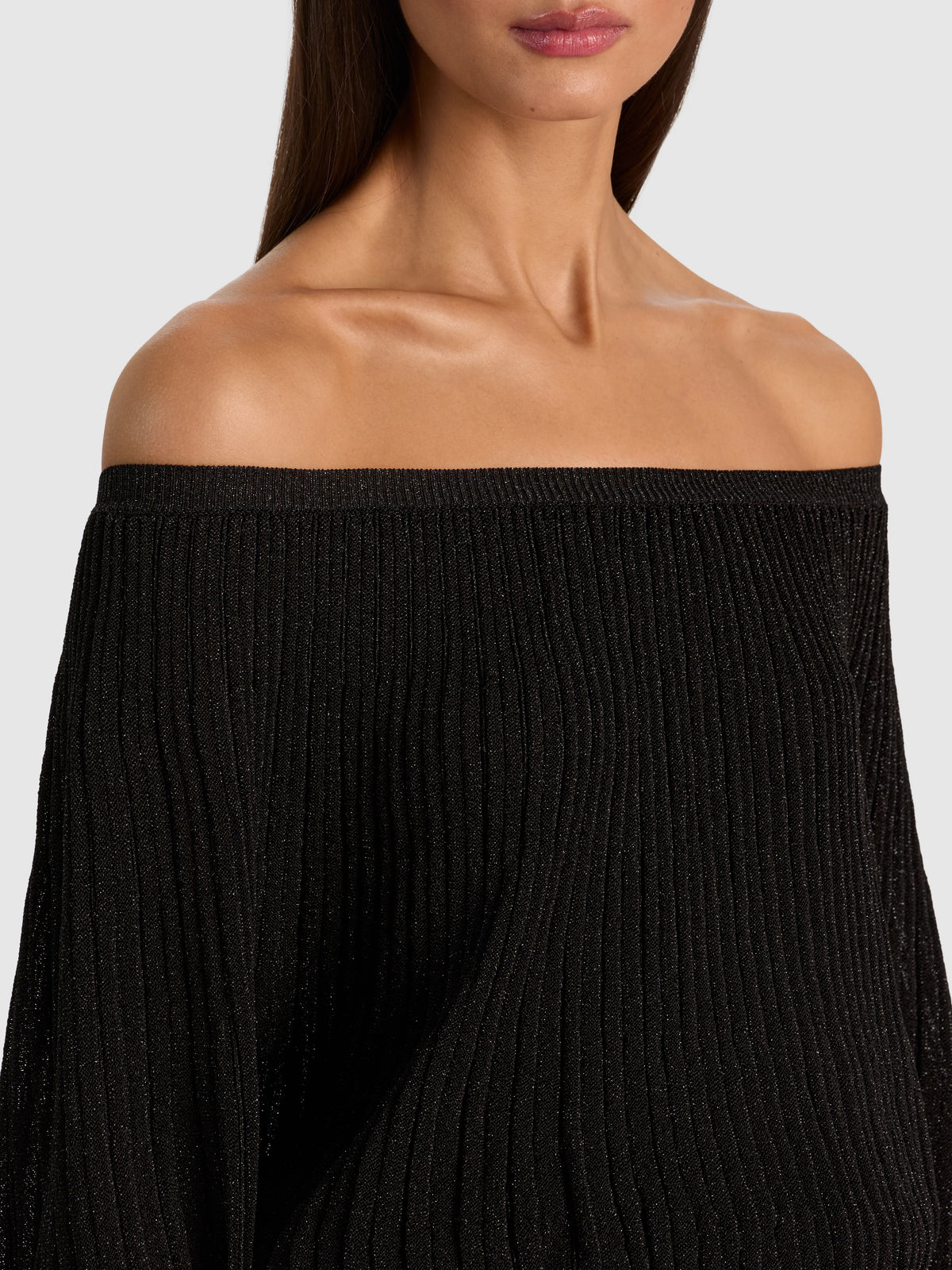 Cyril Pleated Pullover Black Metallic - Alice + Olivia