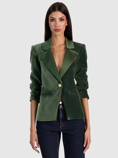 Sable Fitted Blazer Dark Fern - Alice + Olivia