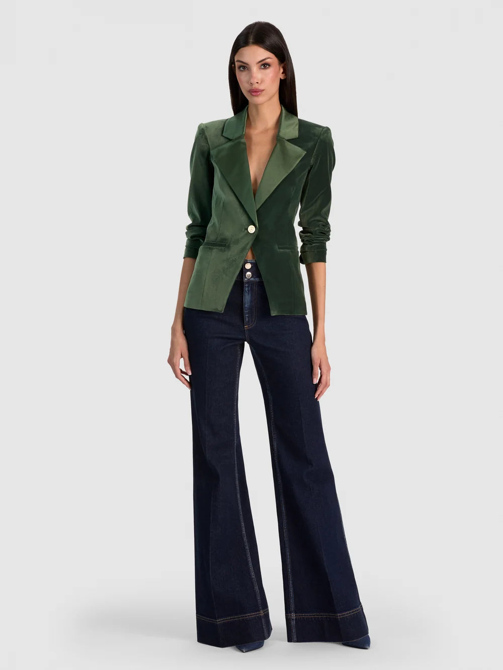 Sable Fitted Blazer Dark Fern - Alice + Olivia