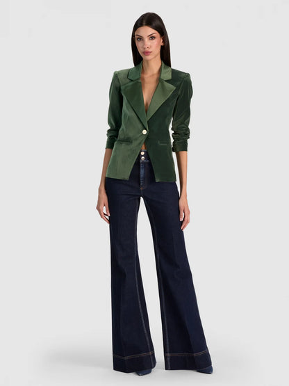 Sable Fitted Blazer Dark Fern - Alice + Olivia