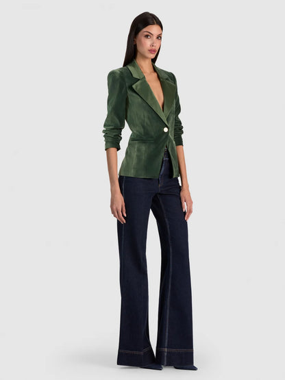 Sable Fitted Blazer Dark Fern - Alice + Olivia