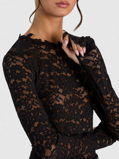 Taeyn Lace Bodysuit Black - Alice + Olivia