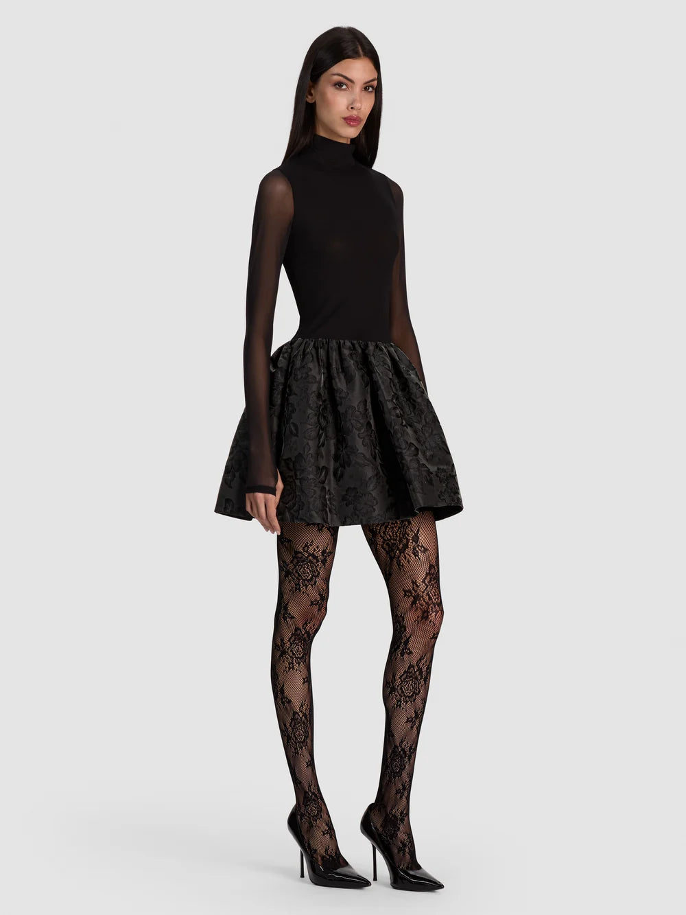 Chara Flared Mini Dress Black - Alice + Olivia