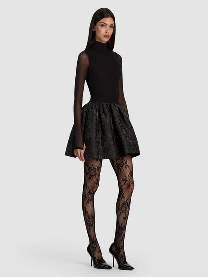Chara Flared Mini Dress Black - Alice + Olivia