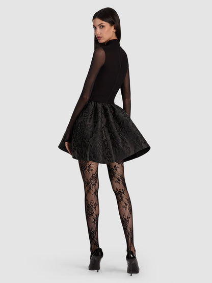 Chara Flared Mini Dress Black - Alice + Olivia