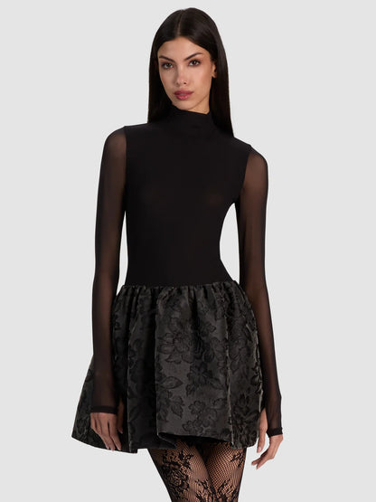 Chara Flared Mini Dress Black - Alice + Olivia