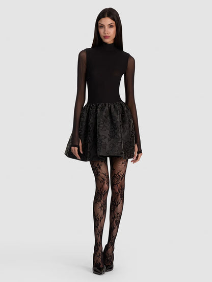 Chara Flared Mini Dress Black - Alice + Olivia