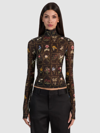 Delaina Top Gallery Garden - Alice + Olivia