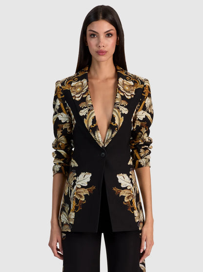 Shae Fitted Blazer Noir Elegance Off White - Alice + Olivia