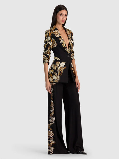 Shae Fitted Blazer Noir Elegance Off White - Alice + Olivia