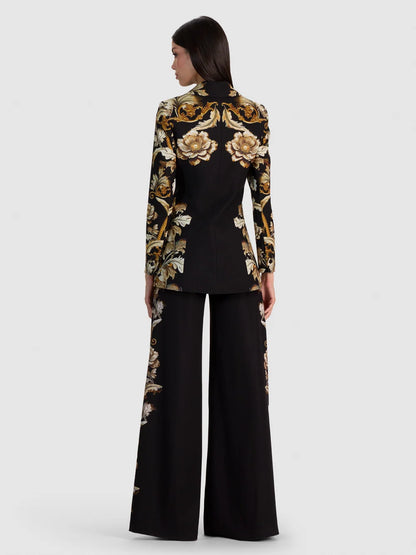 Shae Fitted Blazer Noir Elegance Off White - Alice + Olivia