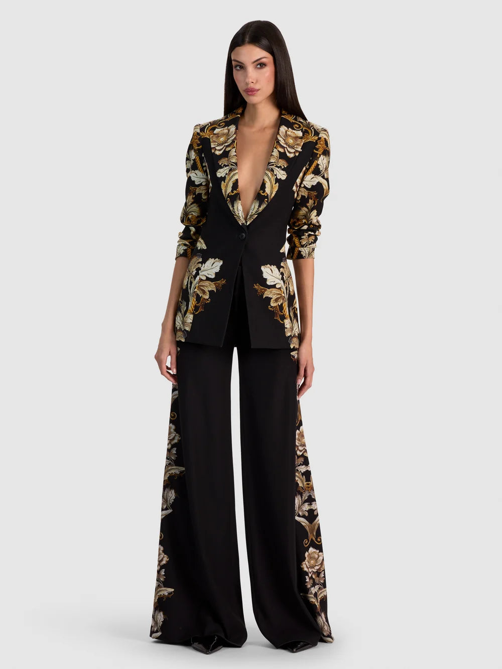Shae Fitted Blazer Noir Elegance Off White - Alice + Olivia
