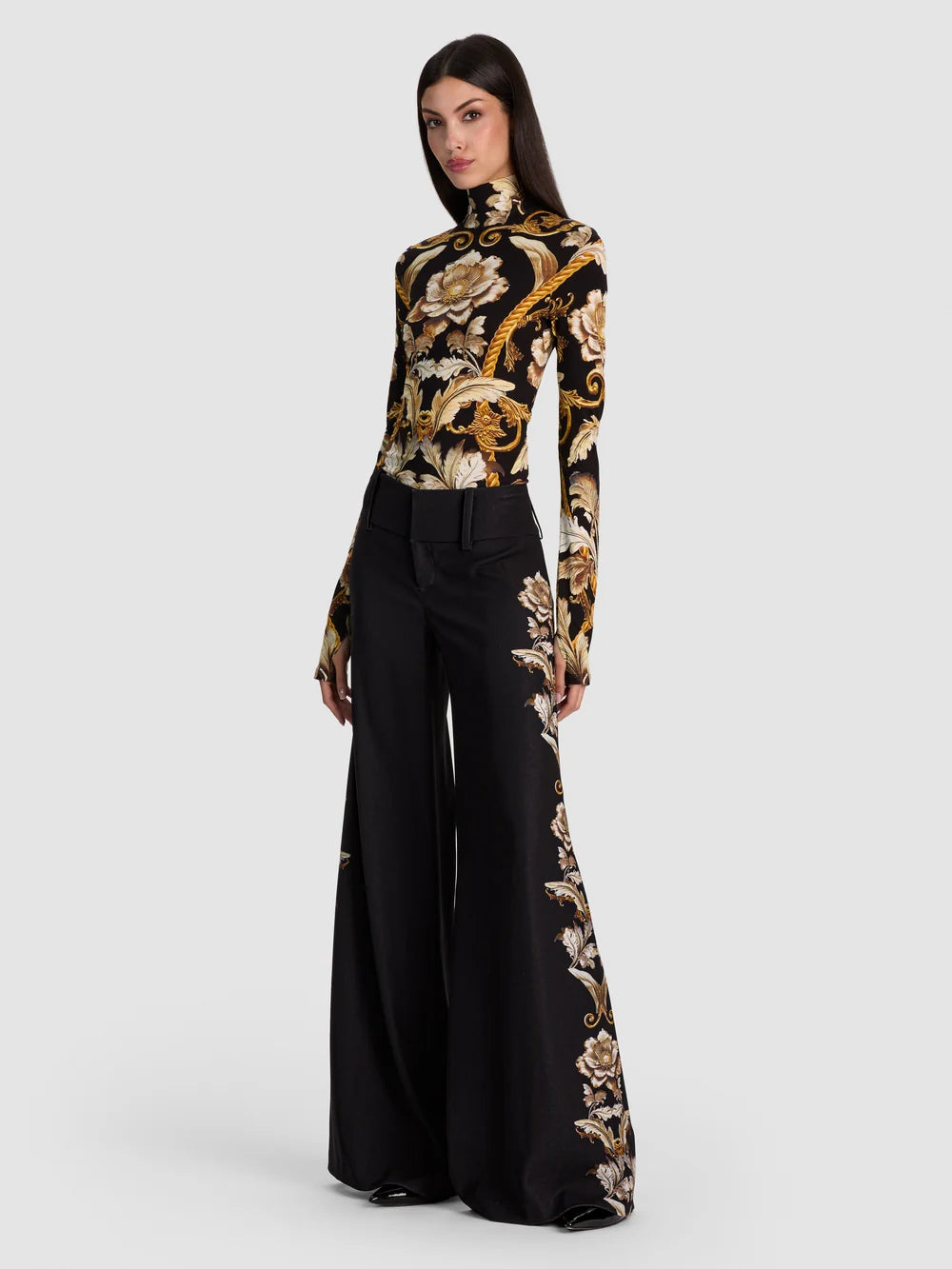 Olivia Flare Pant Noir Elegance Off White - Alice + Olivia