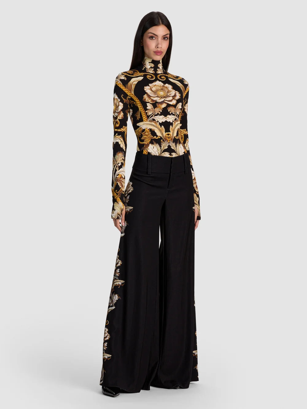 Olivia Flare Pant Noir Elegance Off White - Alice + Olivia