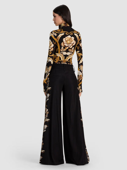 Olivia Flare Pant Noir Elegance Off White - Alice + Olivia