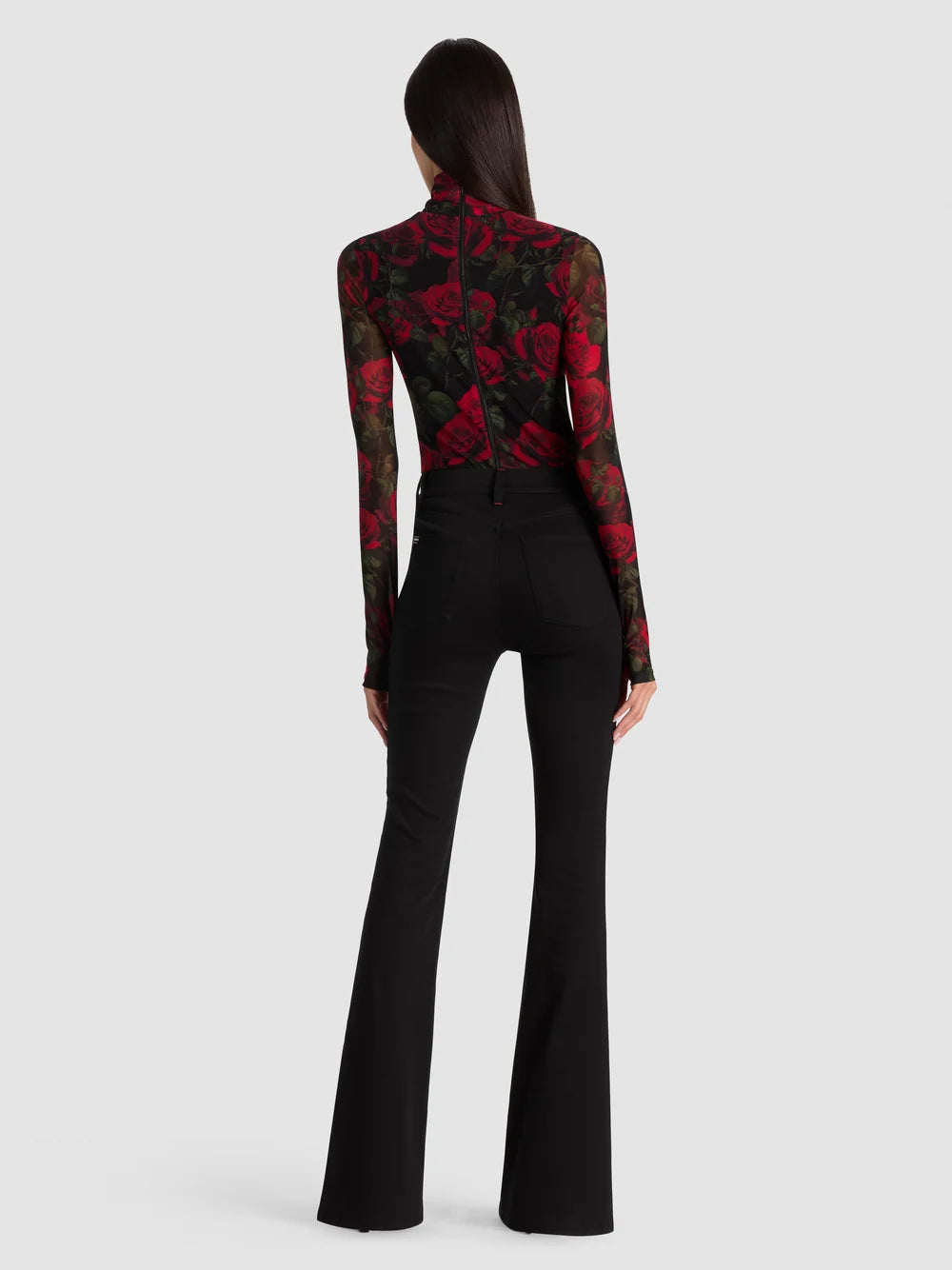 Delaina Turtleneck Bodysuit Rouge Romance Black - Alice + Olivia