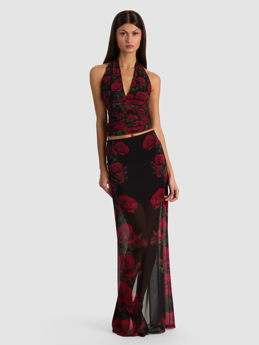 Agatha Maxi Skirt Rogue Romance Black - Alice + Olivia
