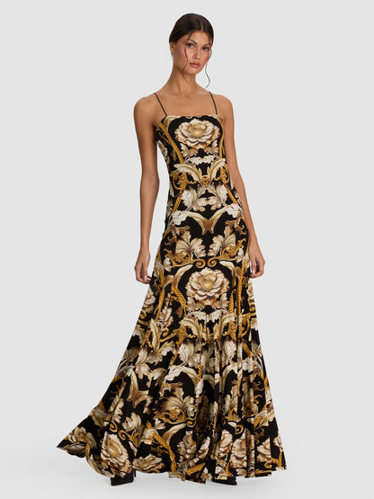 Augusta Maxi Dress Noir Elegance Off White - Alice + Olivia