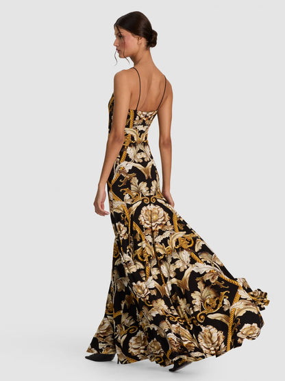 Augusta Maxi Dress Noir Elegance Off White - Alice + Olivia