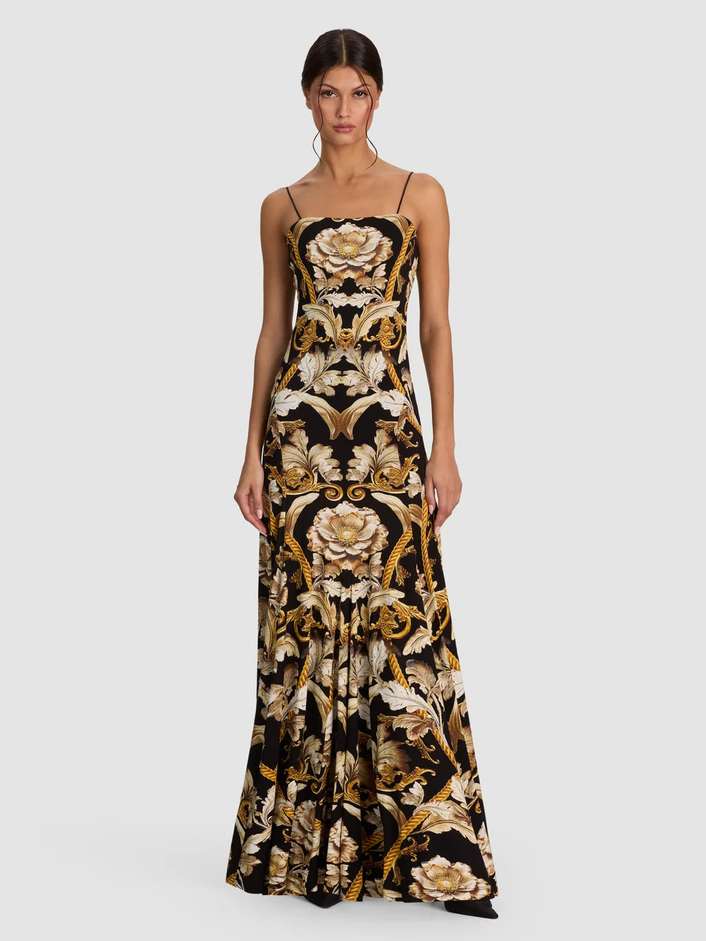 Augusta Maxi Dress Noir Elegance Off White - Alice + Olivia