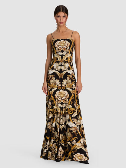 Augusta Maxi Dress Noir Elegance Off White - Alice + Olivia