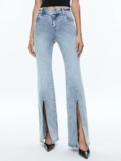 Winslow Low Rise Slim Slit Jean Harlow Vintage Blue - Alice + Olivia