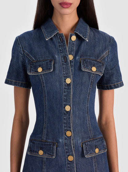 Jamie Denim Mini Dress Cambria Vintage - Alice + Olivia
