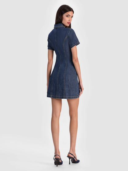 Jamie Denim Mini Dress Cambria Vintage - Alice + Olivia
