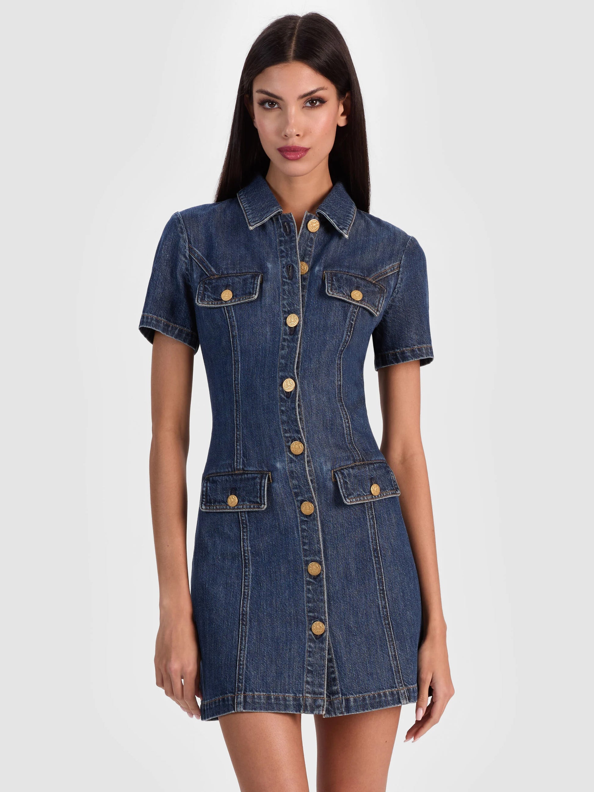 vintage denim mini dress Vintage Collar Denim Mini Dress Denim Medium